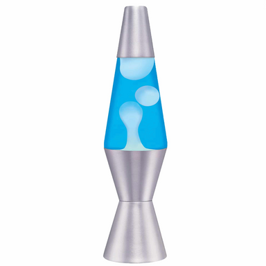 Lava Lamp 11.5in - Blue Liquid, White Wax, Silver Base