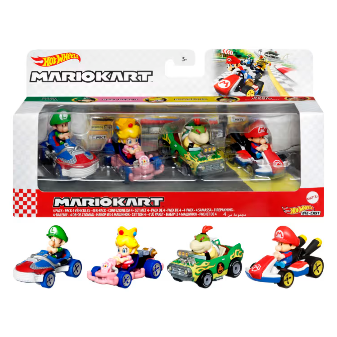 Hot Wheel Mario Kart 4pk Asst