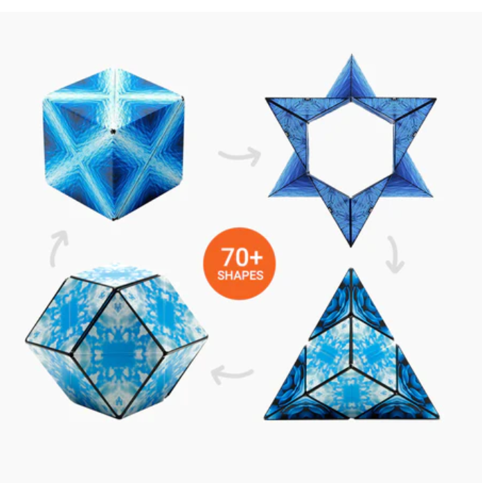 Different shapes of Shashibo. Text: "70+ shapes"