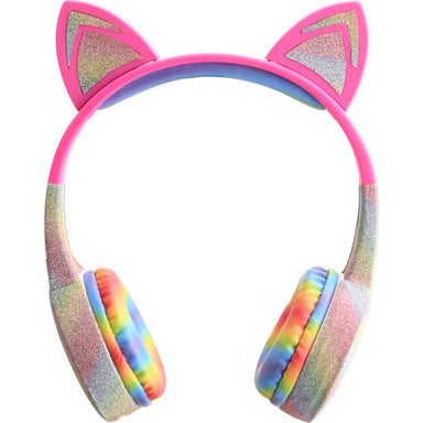 Rainbow Glitter Cat Bluetooth Headphones