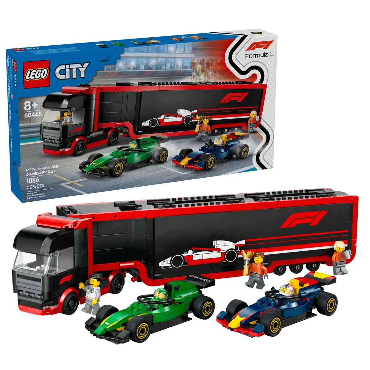 60445 F1&reg; Truck with RB20 &amp; AMR24 F1&reg; Cars