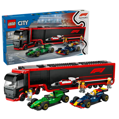 60445 F1&reg; Truck with RB20 &amp; AMR24 F1&reg; Cars