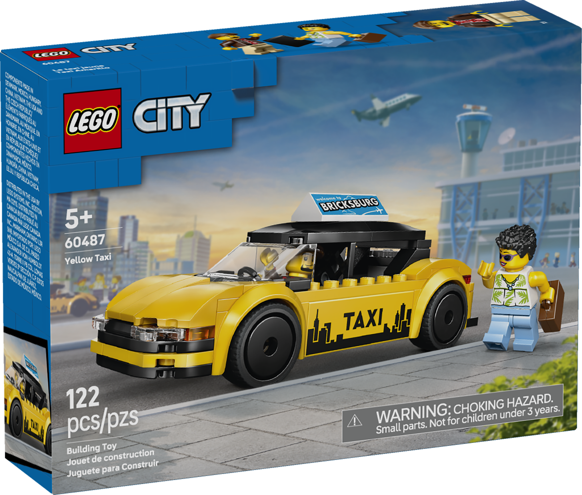 LEGO&reg; City Yellow Taxi - Model Car Kit with 2 Minifigures 60487