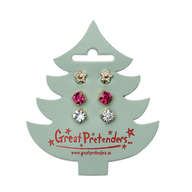 Holiday Tree Clip On Earrings 3prs