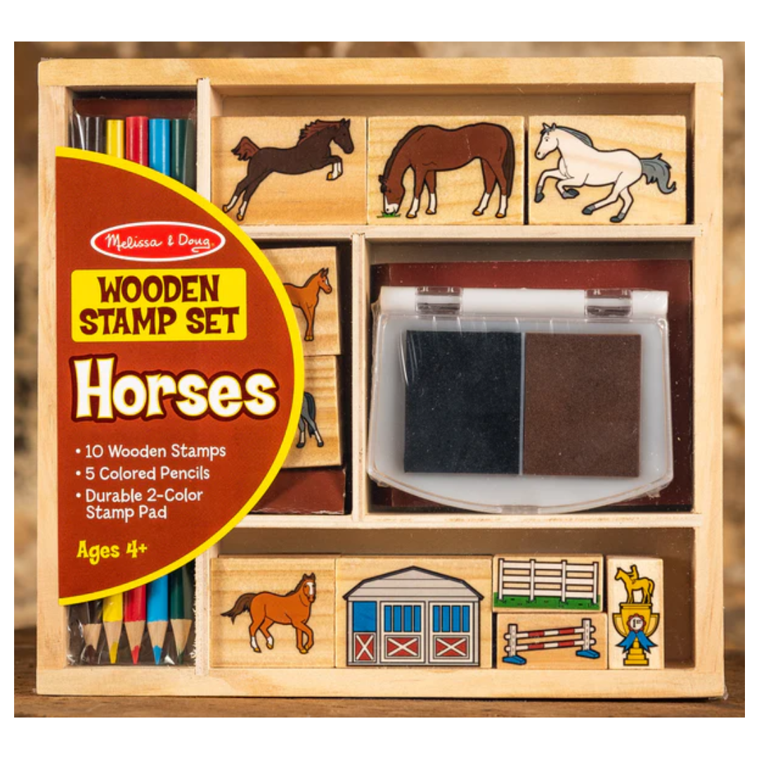 Horses and Stable Wood Stamp Set