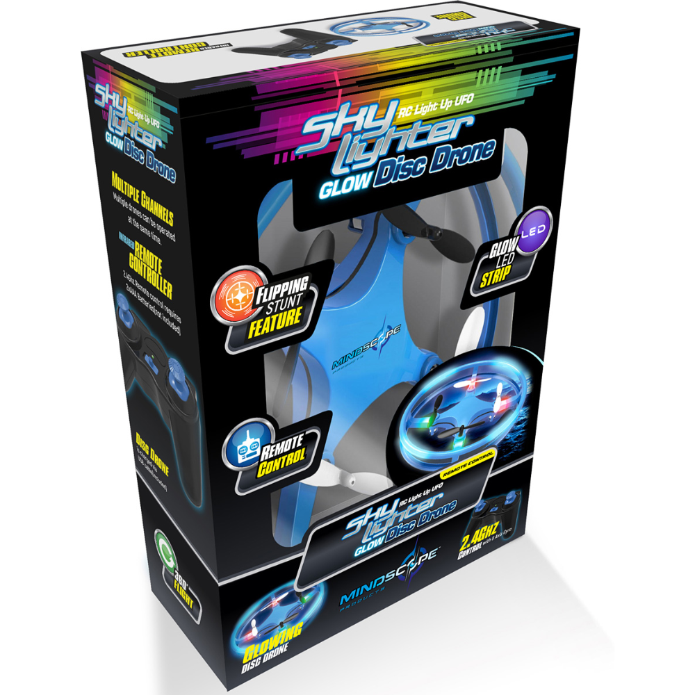 Mindscope Sky Lighter Glow Disc Drone - Blue