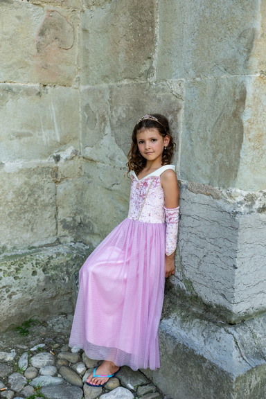 Velvety Soft Sleeping Sweetheart Princess Gown With Arm Warmers Size 5-6