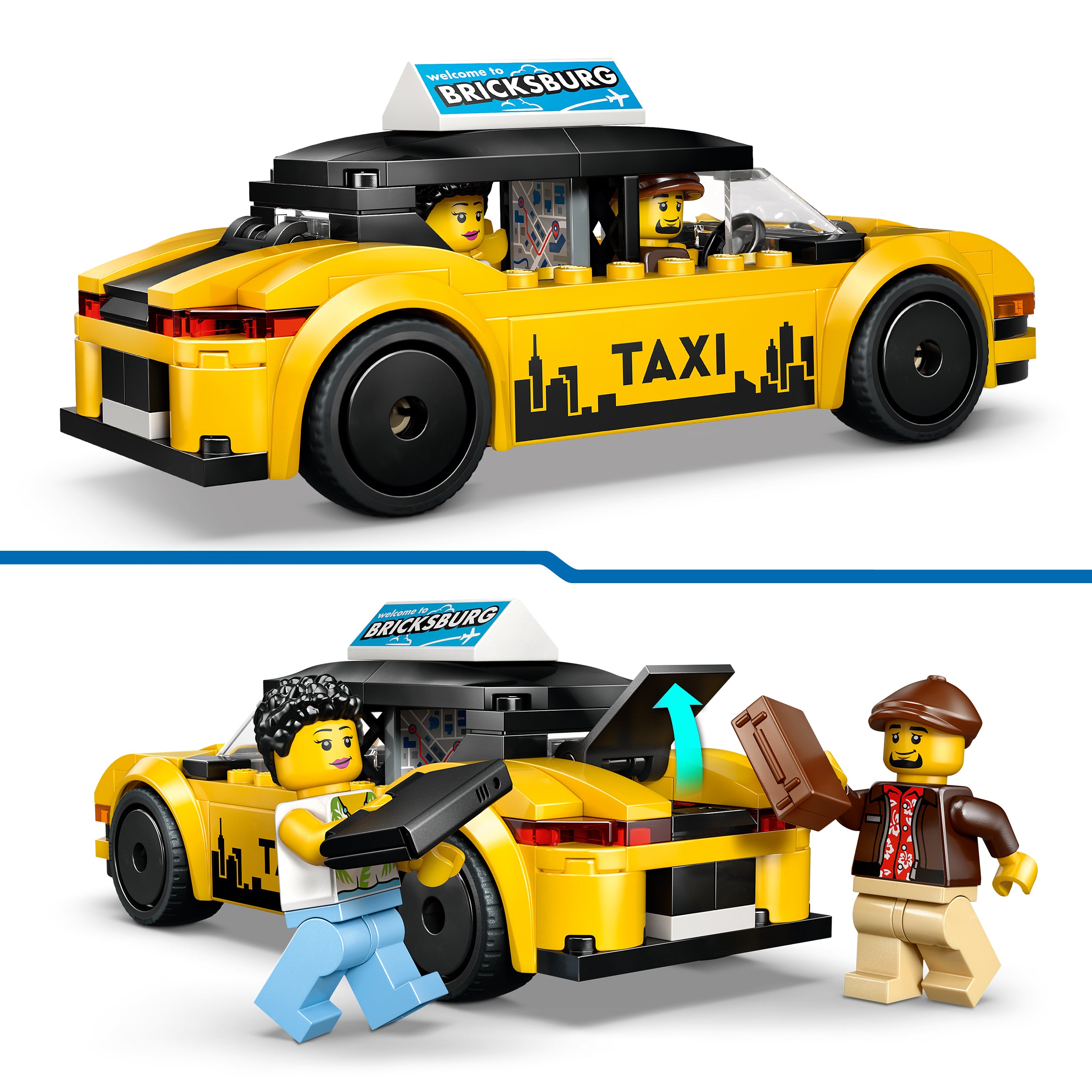LEGO&reg; City Yellow Taxi - Model Car Kit with 2 Minifigures 60487