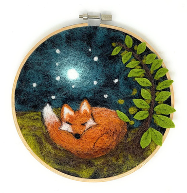 Felting Kit: Sleepy Fox in a Hoop