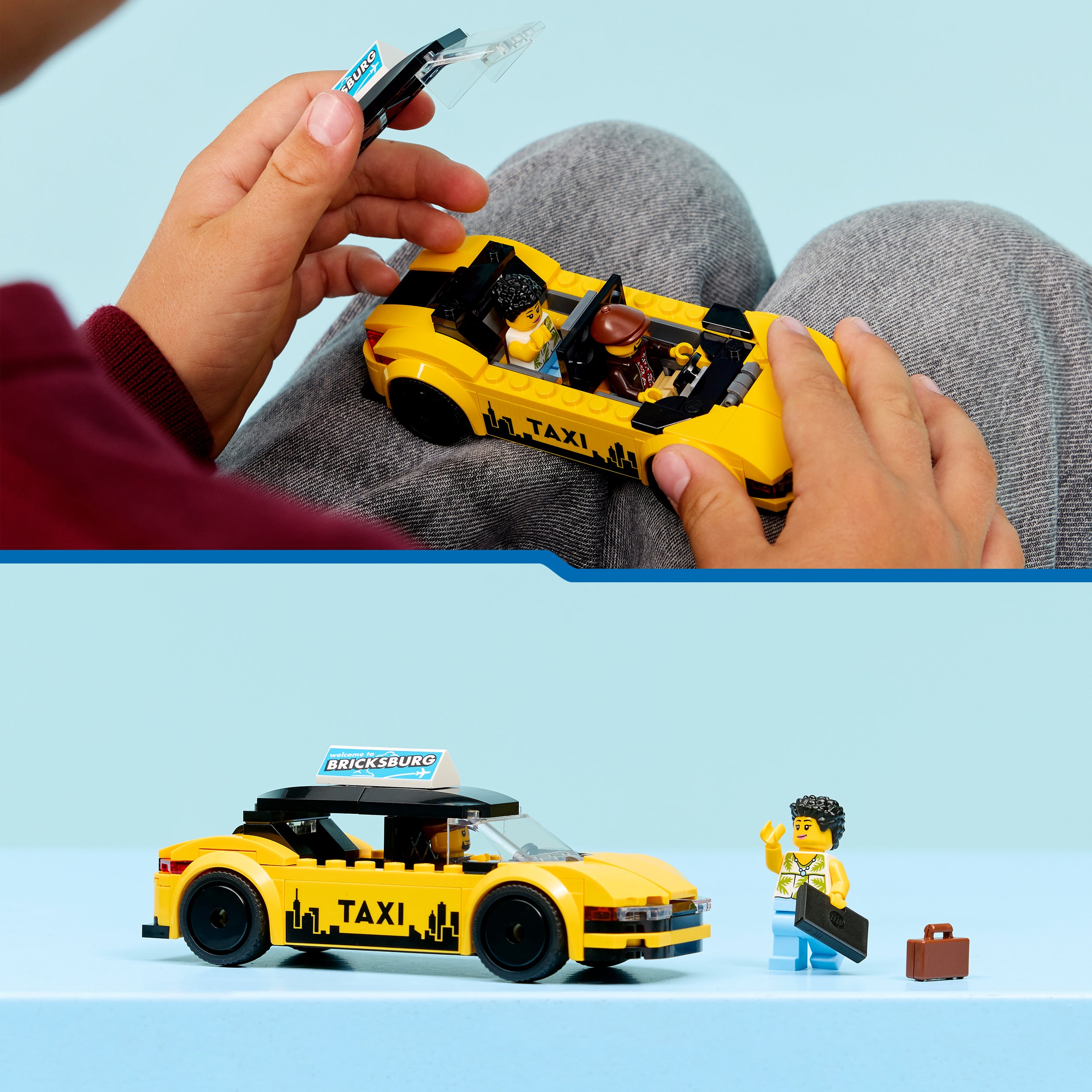 LEGO&reg; City Yellow Taxi - Model Car Kit with 2 Minifigures 60487