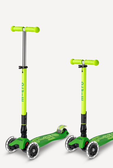 Micro Maxi Foldable LED Scooter: Parrot Green