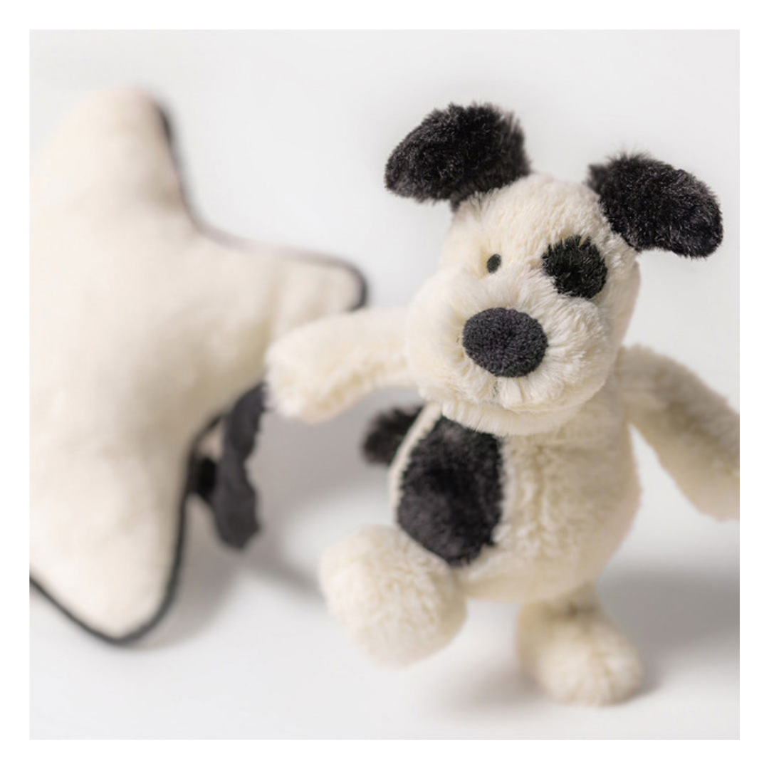 Bashful Black &amp; Cream Puppy Musical Pull