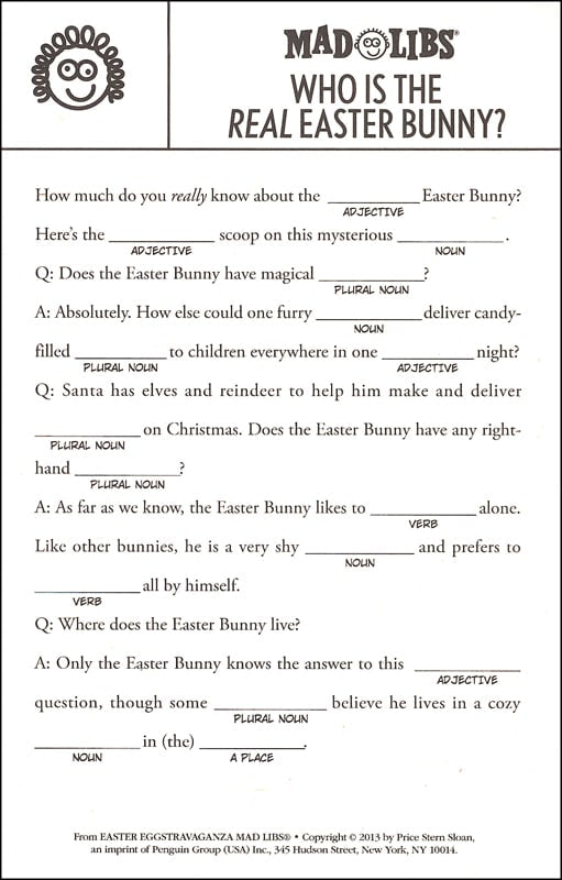 Easter Eggstravaganza Mad Libs