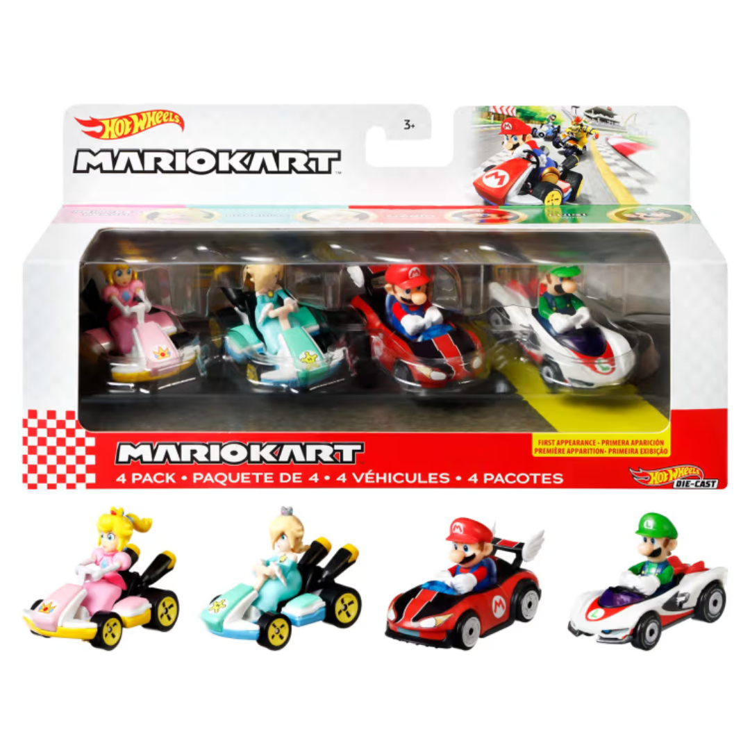 Hot Wheel Mario Kart 4pk Asst