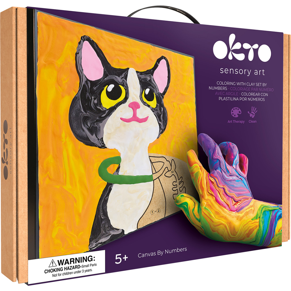 OKTO Sensory Art Coloring with Clay Set by Numbers Cat