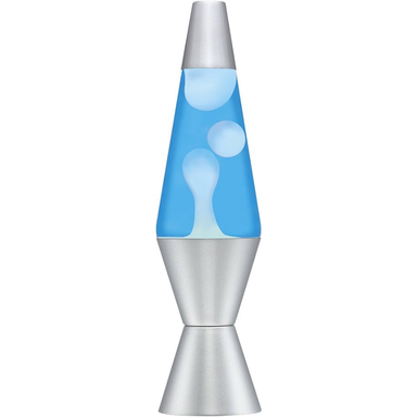 Lava Lamp 11.5in - Blue Liquid, White Wax, Silver Base