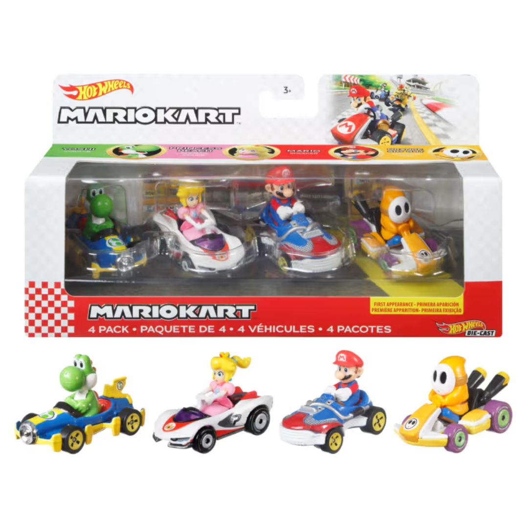 Hot Wheel Mario Kart 4pk Asst