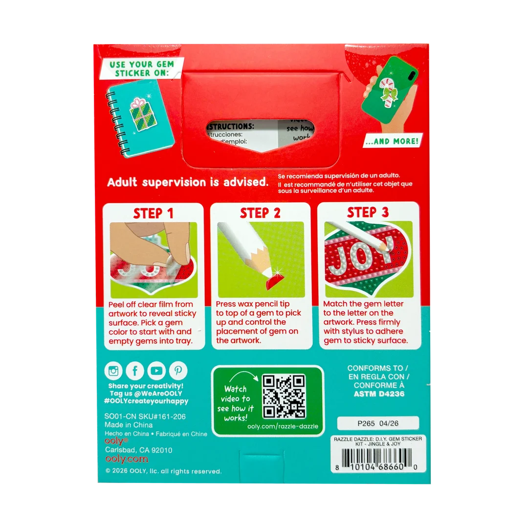 Razzle Dazzle Mini DIY Gem Sticker Kit: Jingle &amp; Joy