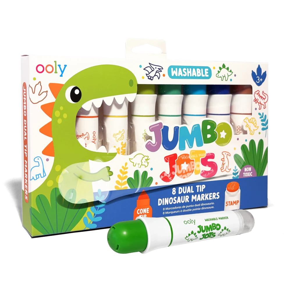 Jumbo Jots 8 Dual Tip Dinosaur Markers