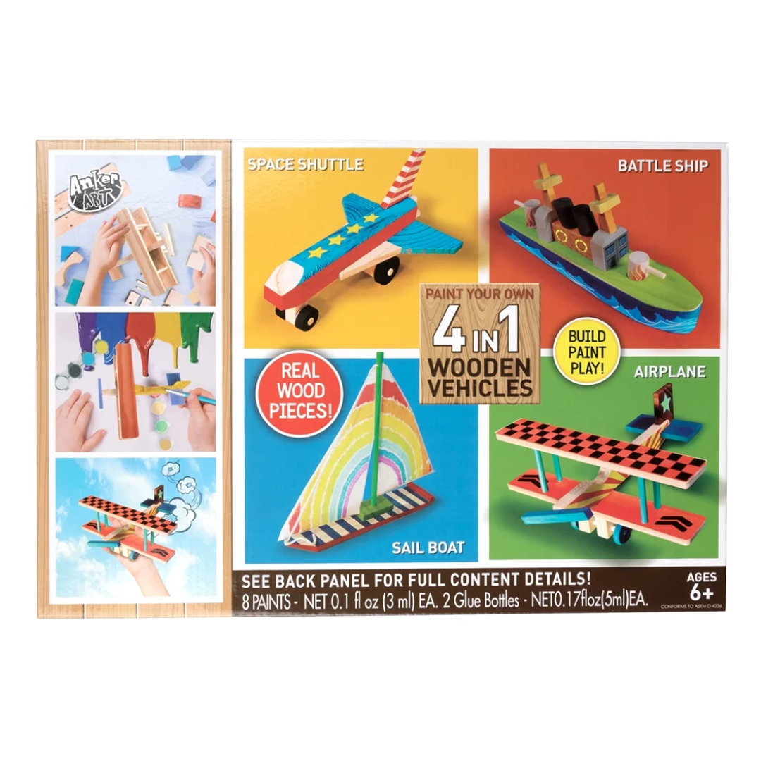 Paint Your Own 4 in 1 Wooden Vehicles