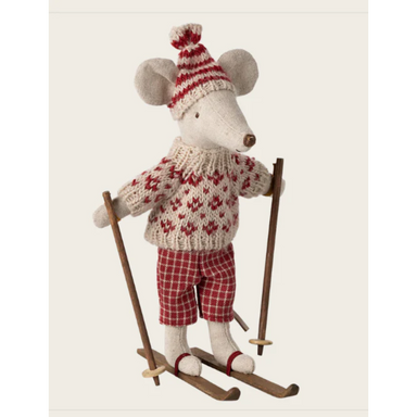 Mum Winter Mouse with Ski Set, Red