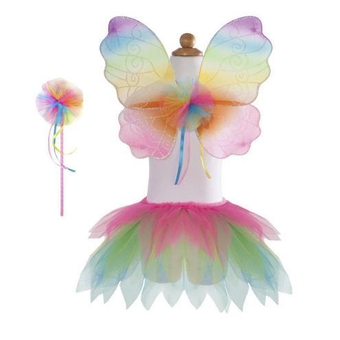 Neon Rainbow Tutu, Wings, and Wand Set