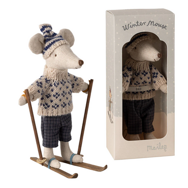 Dad Winter Mouse w/Ski set - Blue