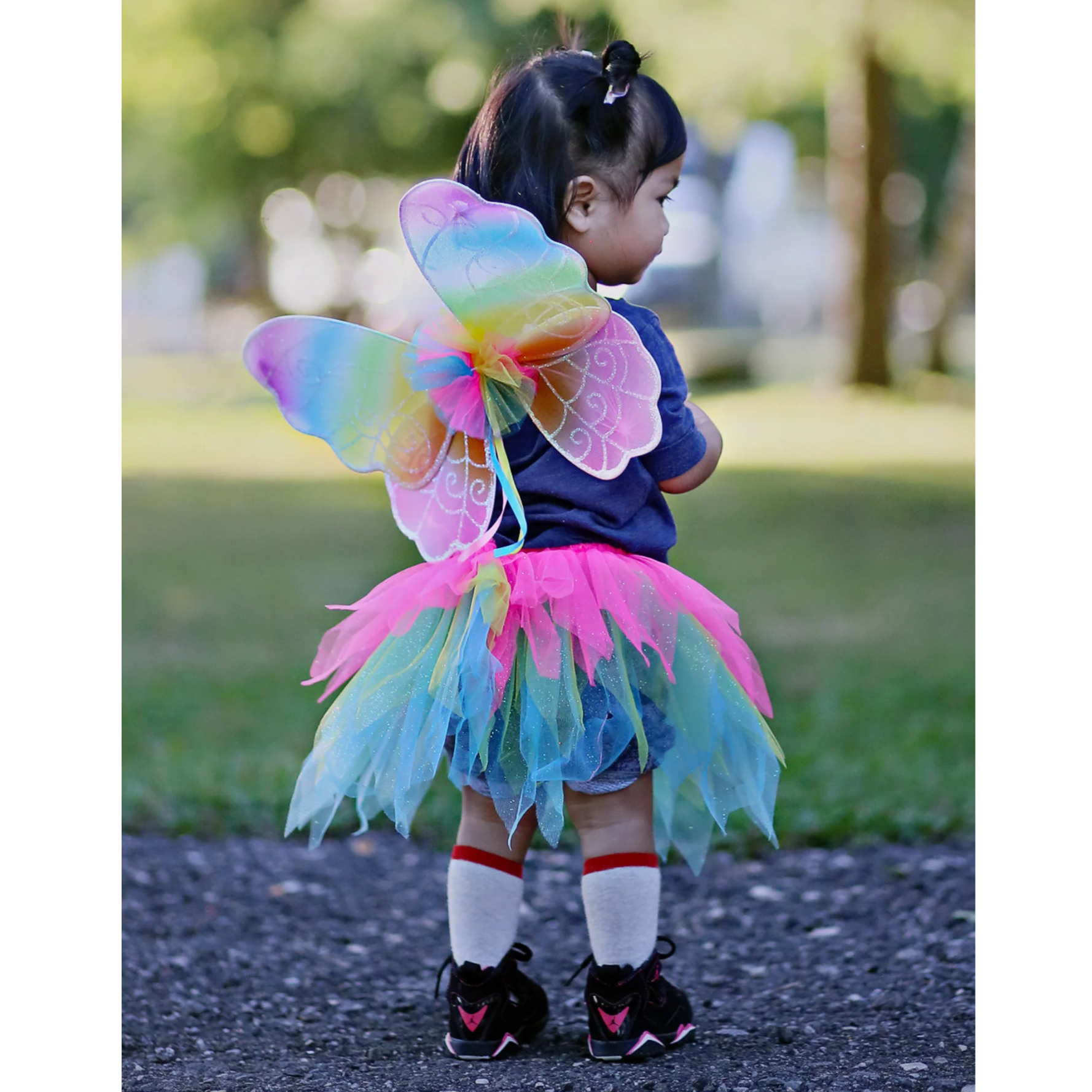 Neon Rainbow Tutu, Wings, and Wand Set