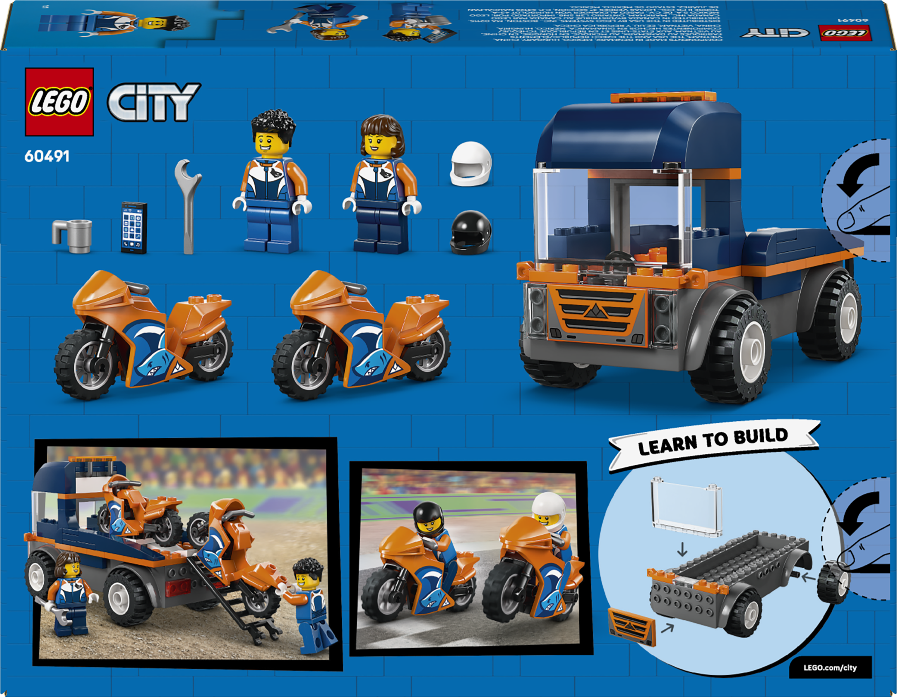 LEGO&reg; City Motorcycle Transporter Toy and 2 Minifigures 60491