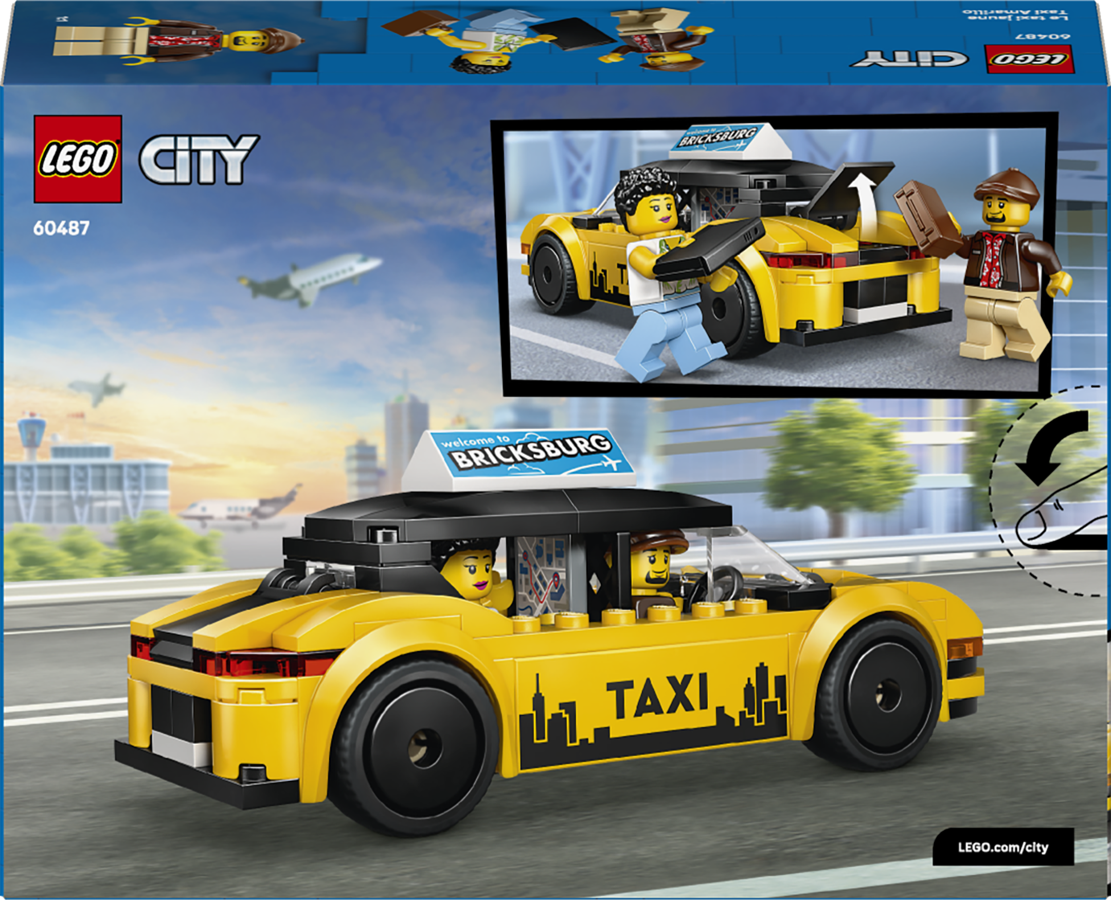 LEGO&reg; City Yellow Taxi - Model Car Kit with 2 Minifigures 60487