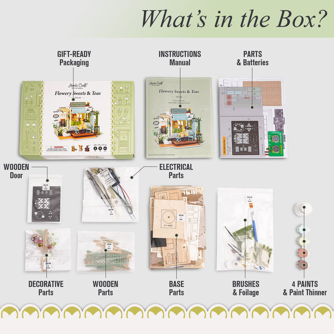 DIY Miniature Dollhouse Kit: Flowery Sweets &amp; Teas
