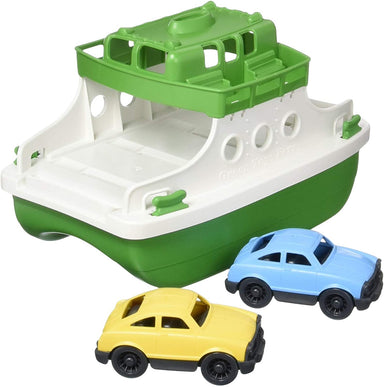 Green &amp; White Ferry Boat w/ Cars
