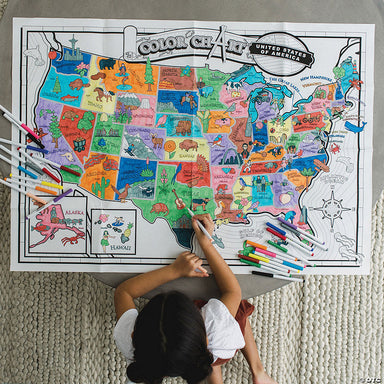 Color &amp; Find Map Poster: USA and the World